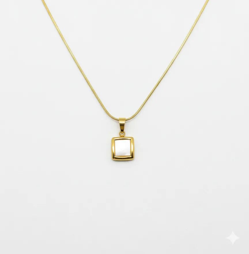 Enamal white square locket
